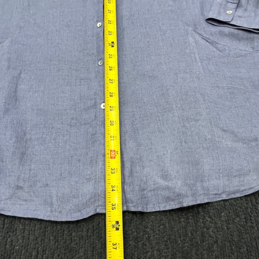 Sigrid Olsen Women Blue 100% Linen Button Front Long Sleeve Tunic Shirt Size L - Picture 6 of 6